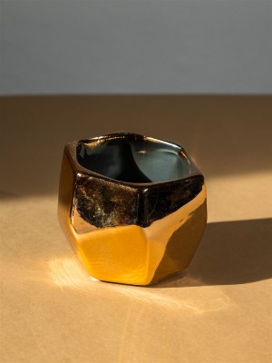  Keramický geometrický svícen rose gold 