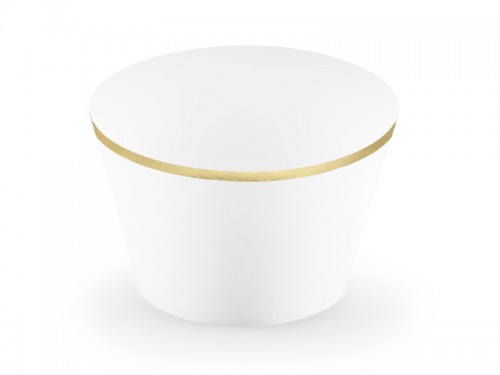  Košíčky na muffiny bílé se zlatými okraji 4,8 x 7,6 x 4,6 cm, 6 ks
