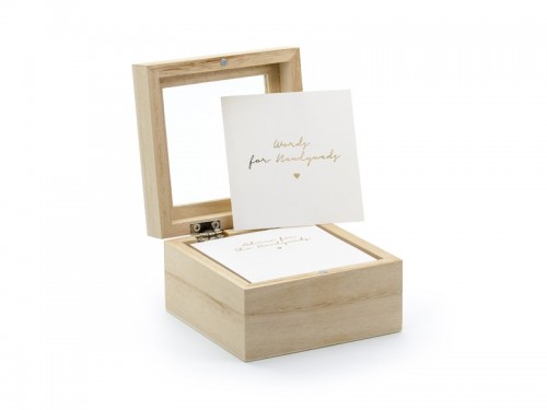 Dřevěná krabička s proskleným víkem na svatební kartičky