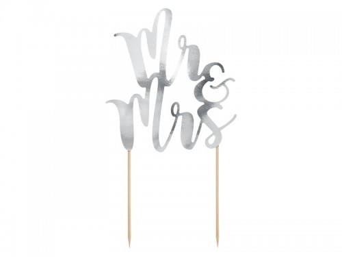  Zapichovací dekorace Mr&Mrs stříbrná 25,5 cm