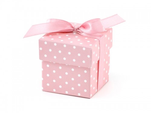  Krabičky růžové s puntíky 5,2 x 5,2 x 5,2 cm, 10 ks