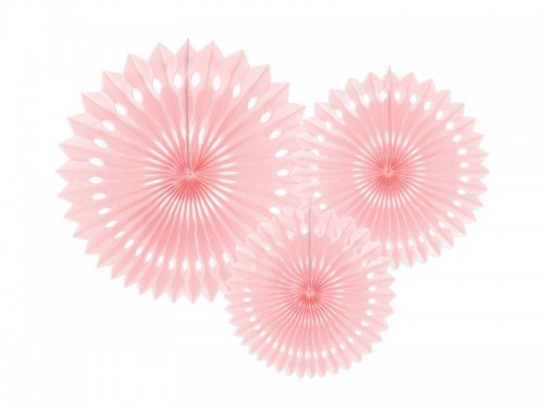  Papírové rozety světle růžové 20–30 cm, 3 ks