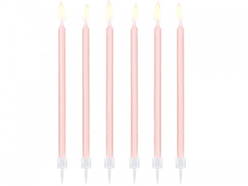  Narozeninové svíčky světle růžové 14 cm, 12 ks