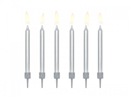  Narozeninové svíčky stříbrné 6 cm, 6 ks