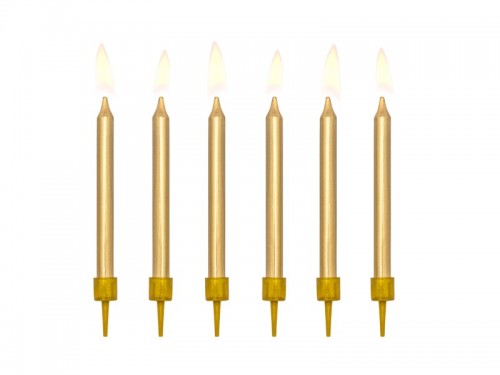  Narozeninové svíčky zlaté 6 cm, 6 ks