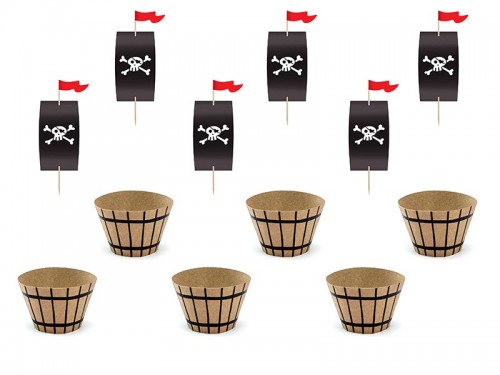  Košíčky na muffiny + zapichovátka Pirátská párty, 6 ks