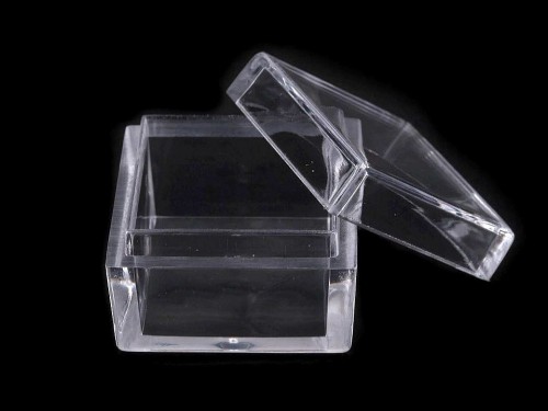  Plastová dóza mini 2,5x2,5x1,5 cm čtverec transparent