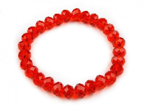  Náramek pružný z broušených korálků 4 (16) červená šarlatová