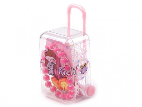  Dětský náramek, pukačky a gumičky v boxu kufr 3 pink slunce