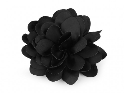  Brož / ozdoba do vlasů saténový květ Ø10 cm 4 černá