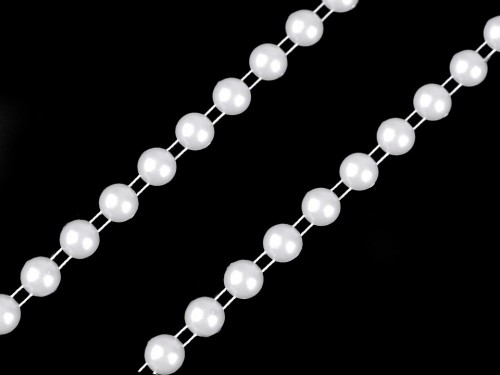  Perlový řetěz - půlperle Ø8 mm vánoční 1 bílá