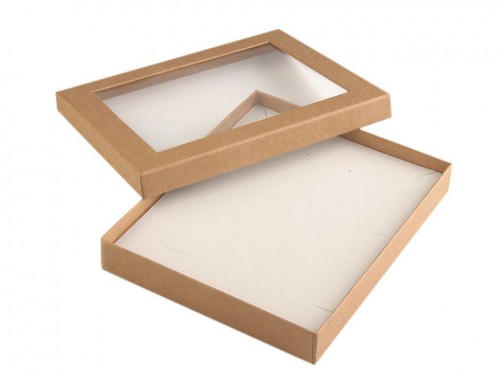  Krabička s průhledem polstrovaná 16x19,5 cm hnědá přírodní