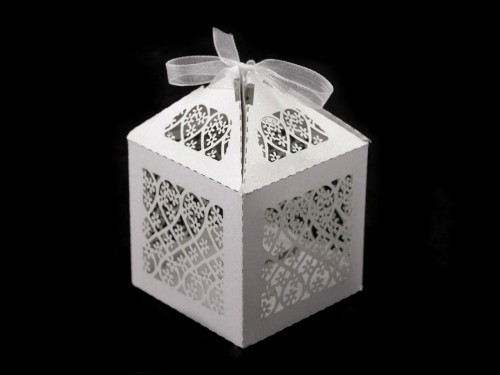  Papírová krabička svatební 2 bílá perleť, 2 ks