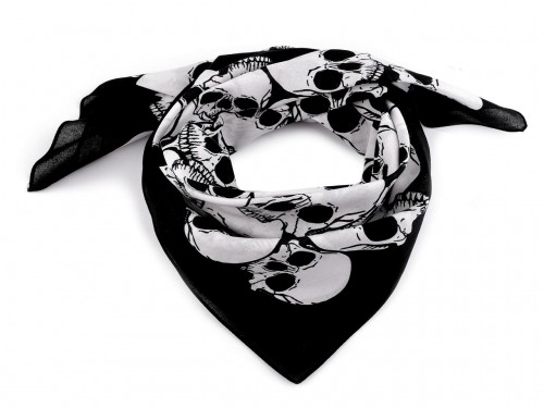  Bavlněný šátek lebky 70x70 cm 2 černá