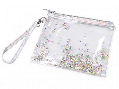  Pouzdro / kosmetická taška s přesýpacími flitry 14,5x17 cm 3 multikolor